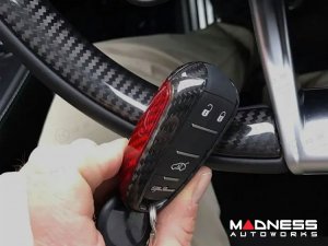 Alfa Romeo Giulia Key Fob Cover  - Carbon Fiber - Red Candy Main / Black Accents